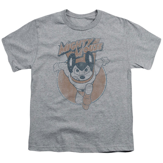 Mighty Mouse Flying With Purpose Kids Youth T Shirt Athletic Heather Officially Licensed