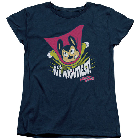 Mighty Mouse the Mightiest Womens T Shirt Navy Blue Officially Licensed