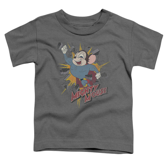 Mighty Mouse Break Through Toddler Kids Youth T Shirt Charcoal Officially Licensed