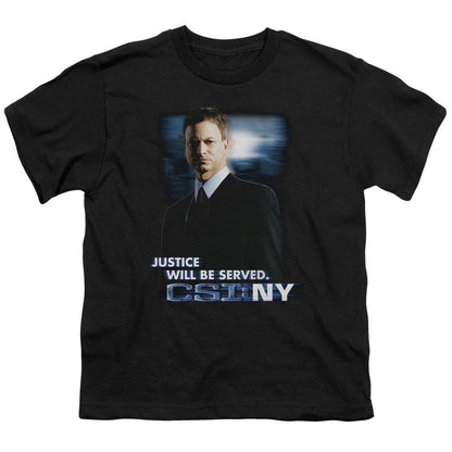 Csi:ny Justice Served Kids Youth T Shirt Black Officially Licensed