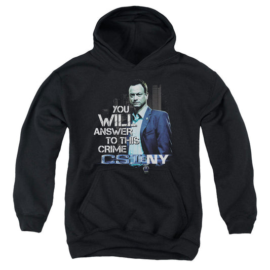 Csi Ny You Will Answer Kids Youth Hoodie Black Officially Licensed