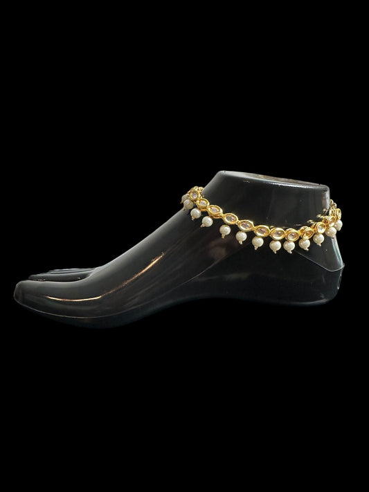 Kundan and pearl anklets ( SHIPS IN 2 WEEKS  )
