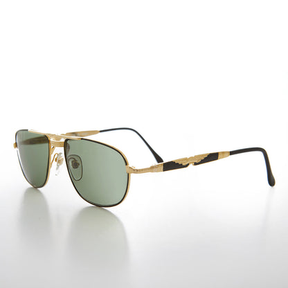 Gold Low Profile Fancy Aviator Vintage Sunglass - Ceaser