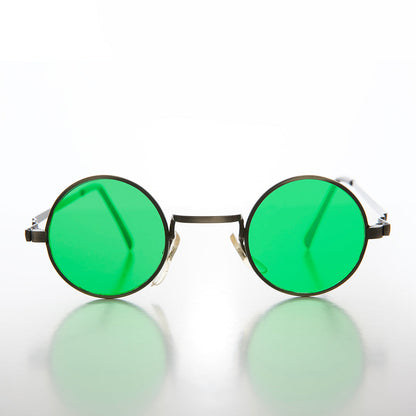 Small Round Tinted Lens Hippy Vintage Sunglasses - Chan
