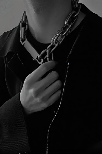 Chunky Metal Chain Necklace - Industrial Unisex Statement Piece