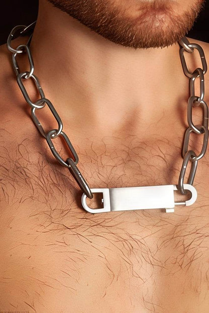 Chunky Metal Chain Necklace - Industrial Unisex Statement Piece