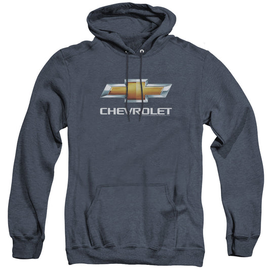 Chevrolet Chevy Bowtie Stacked Mens Heather Hoodie Navy Officially Licensed