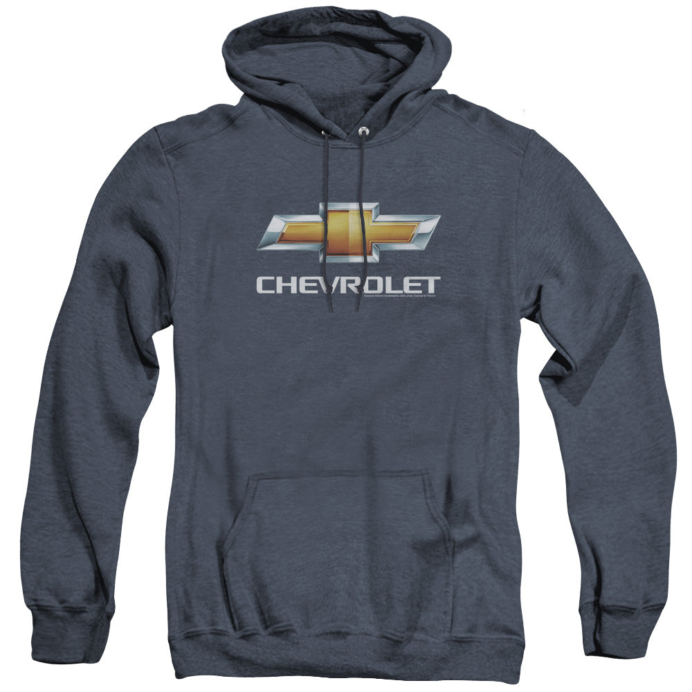 Chevrolet Chevy Bowtie Stacked Mens Heather Hoodie Navy Officially Licensed