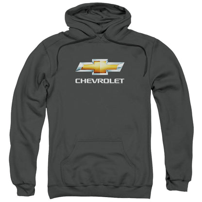 Chevrolet Chevy Bowtie Stacked Mens Hoodie Charcoal Officially Licensed
