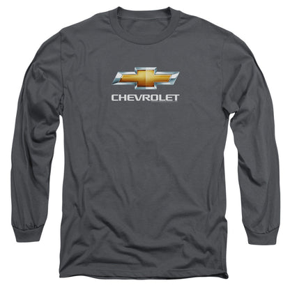 Chevrolet Chevy Bowtie Stacked Mens Long Sleeve Shirt Charcoal Officially Licensed
