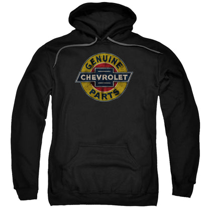 Chevrolet Genuine Chevy Parts Distressed Sign Mens Hoodie Black Officially Licensed