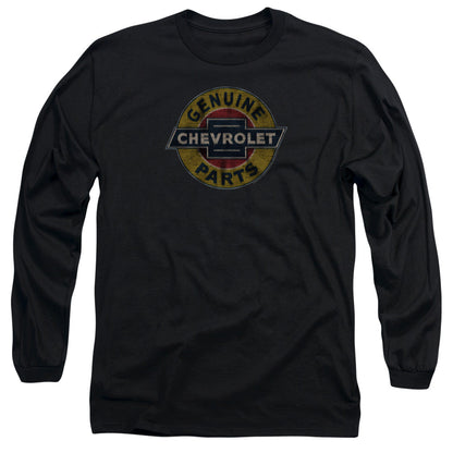 Chevrolet Genuine Chevy Parts Distressed Sign Mens Long Sleeve Shirt Black Officially Licensed Officially Licensed