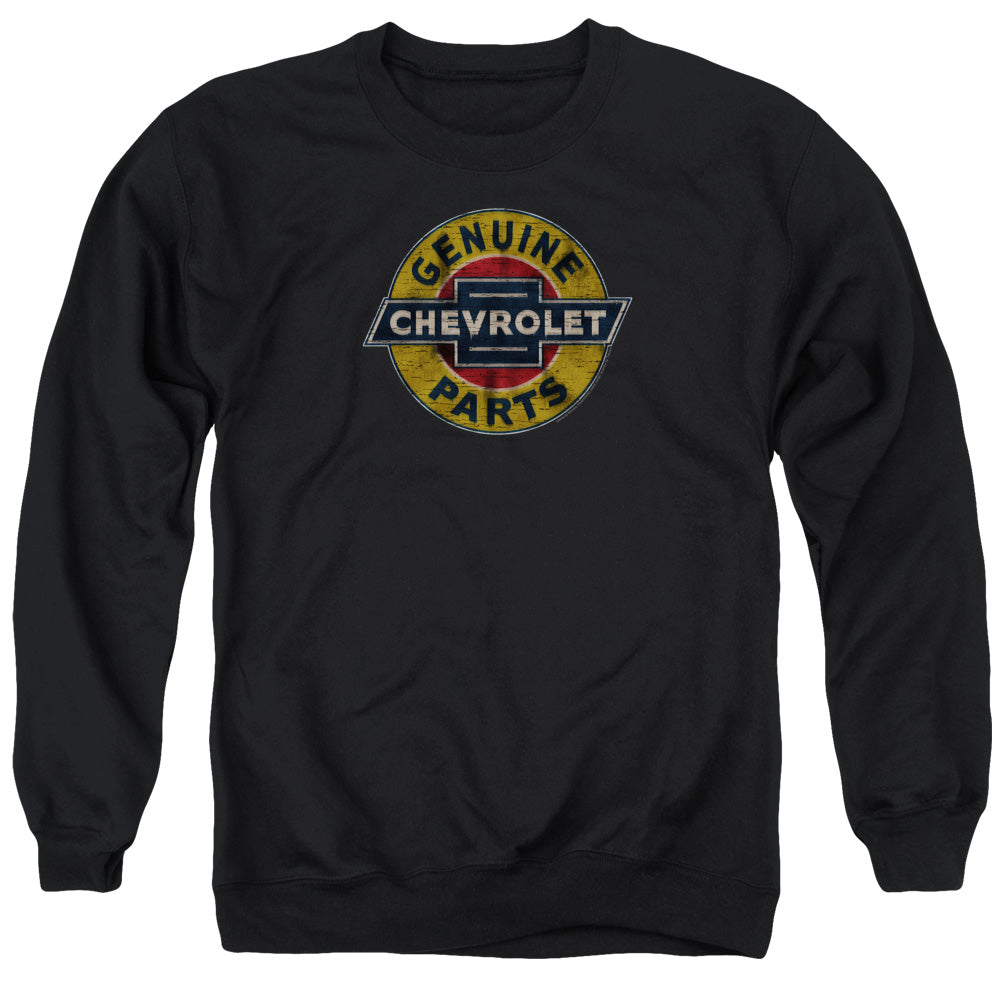 Chevrolet Genuine Chevy Parts Distressed Sign Mens Crewneck Sweatshirt Black Officially Licensed