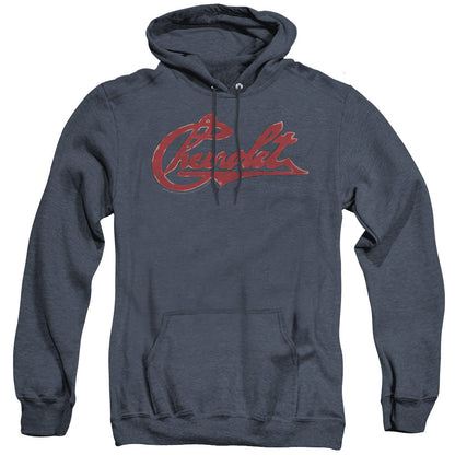 Chevrolet Chevrolet Script Distressed Heather Mens Hoodie Navy Officially Licensed