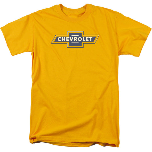 Chevrolet Blue And Gold Vintage Bowtie Mens T Shirt Gold Officially Licensed