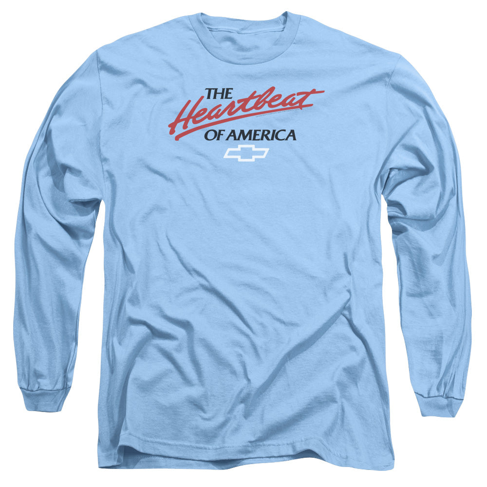 Chevrolet Heartbeat Of America Mens Long Sleeve Shirt Carolina Blue Officially Licensed Officially Licensed