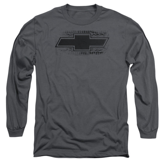 Chevrolet Bowtie Burnout Mens Long Sleeve Shirt Charcoal Officially Licensed Officially Licensed