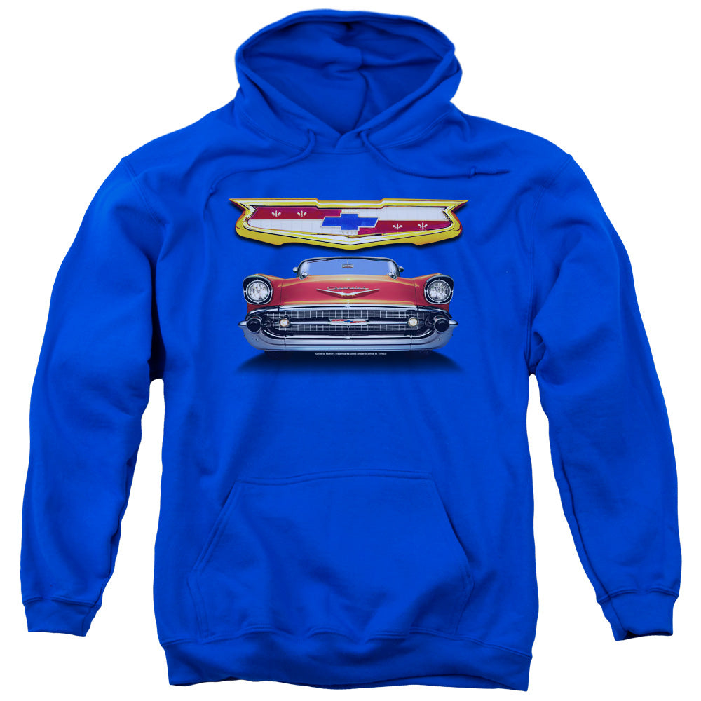 Chevrolet 1957 Bel Air Grille Mens Hoodie Royal Blue Officially Licensed
