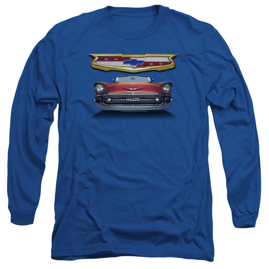 Chevrolet 1957 Bel Air Grille Mens Long Sleeve Shirt Royal Officially Licensed