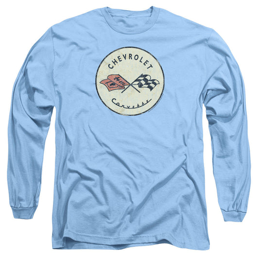 Chevrolet Old Vette Mens Long Sleeve Shirt Carolina Blue Officially Licensed Officially Licensed