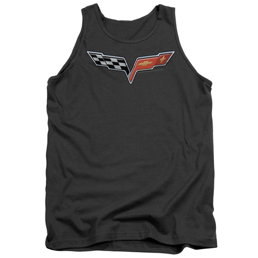 Chevrolet The Vette Medallion Mens Tank Top Shirt Charcoal Officially Licensed