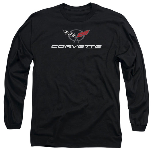 Chevrolet Corvette Modern Emblem Mens Long Sleeve Shirt Black Officially Licensed Officially Licensed