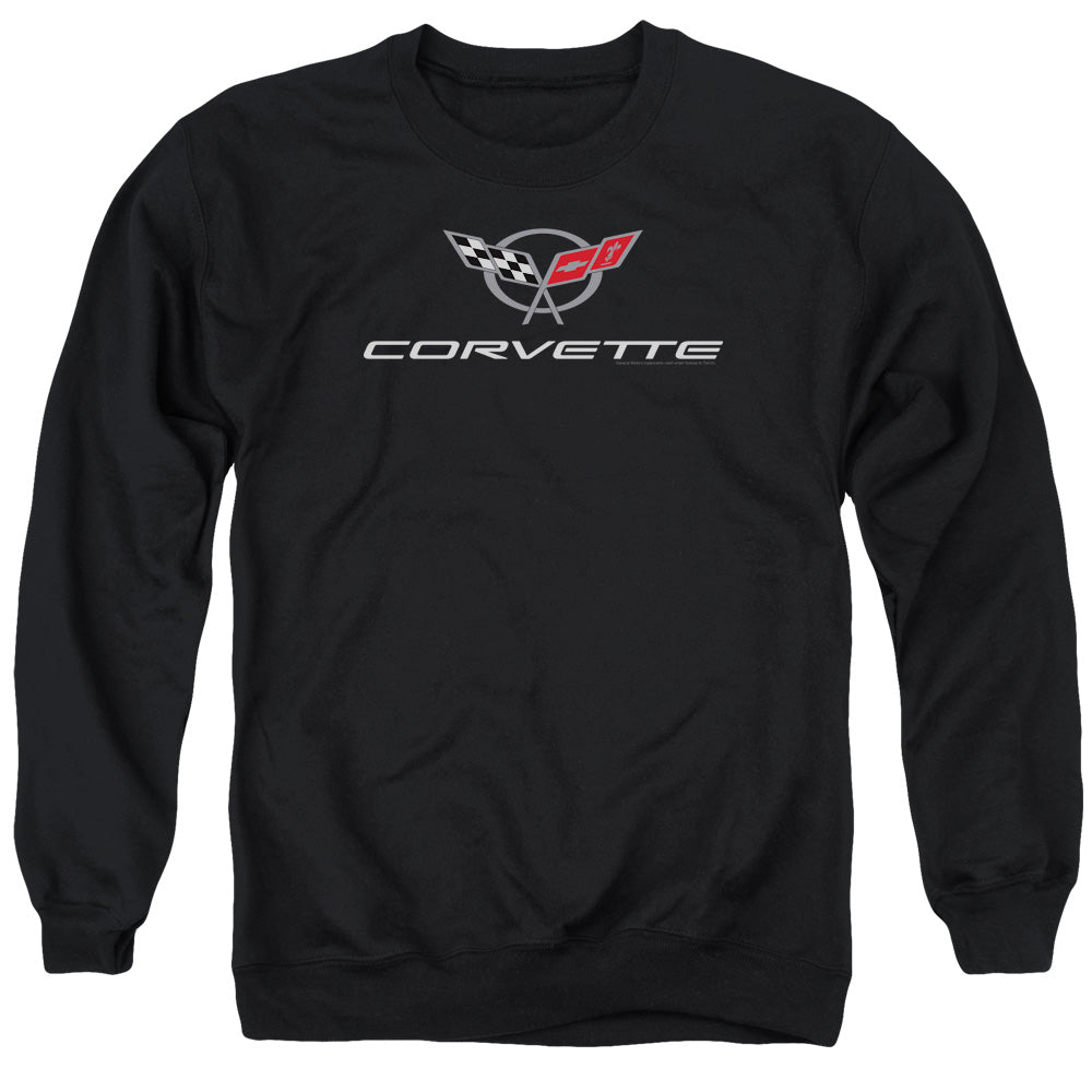 Chevrolet Corvette Modern Emblem Mens Crewneck Sweatshirt Black Officially Licensed