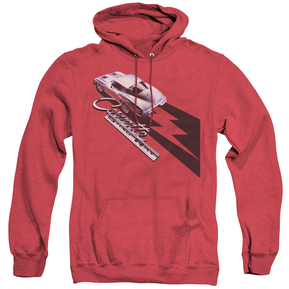 Chevrolet Split Window Sting Ray Mens Heather Hoodie Red Officially Licensed