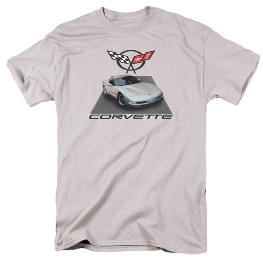 Chevrolet Silver 01 Vette Mens T Shirt Silver Officially Licensed