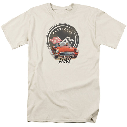 Chevrolet Vette Fun Mens T Shirt Cream Officially Licensed