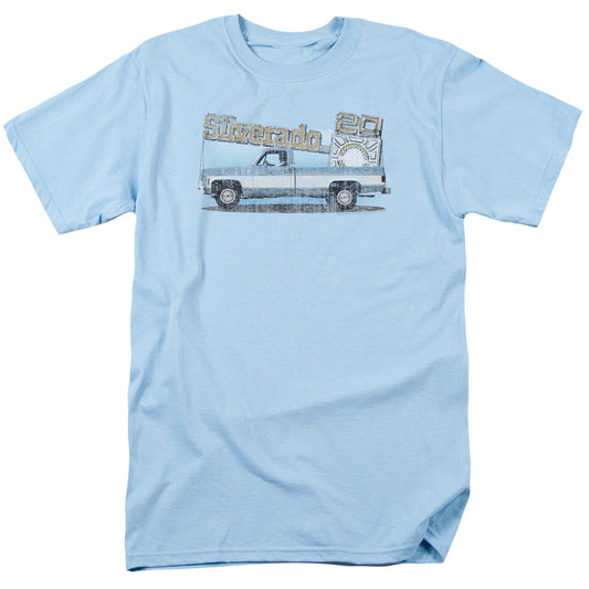 Chevrolet Old Silverado Sketch Mens T Shirt Light Blue Officially Licensed