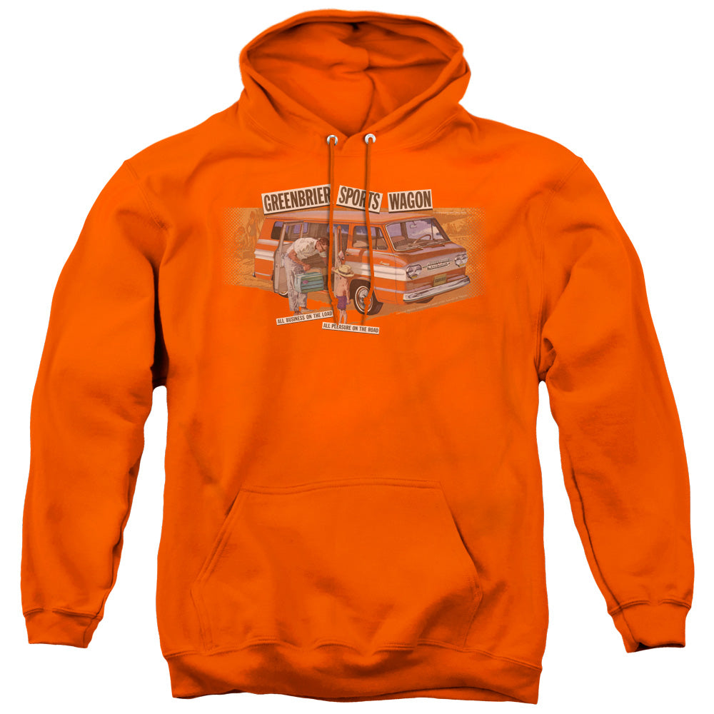Chevrolet Greenbrier Corvair Sport Wagon Mens Hoodie Orange Officially Licensed
