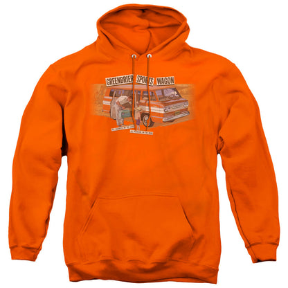 Chevrolet Greenbrier Corvair Sport Wagon Mens Hoodie Orange Officially Licensed