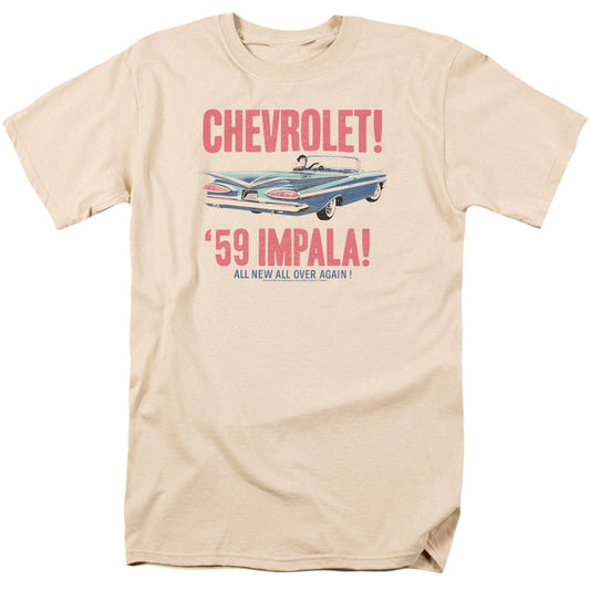 Chevrolet 59 Impala Mens T Shirt Cream Officially Licensed