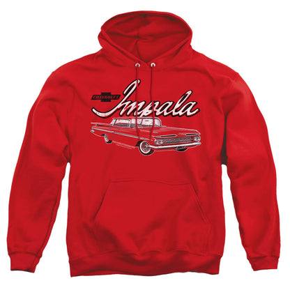 Chevrolet Classic Impala Mens Hoodie Red Officially Licensed