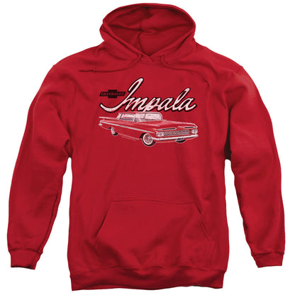 Chevrolet Classic Impala Mens Hoodie Red Officially Licensed