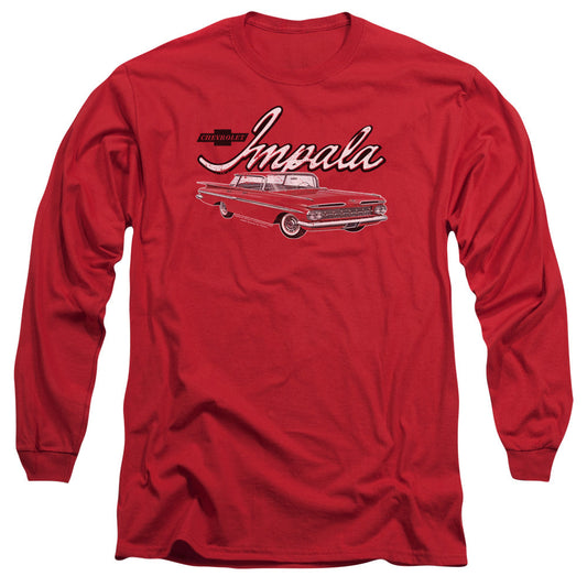 Chevrolet Classic Impala Mens Long Sleeve Shirt Red Officially Licensed Officially Licensed