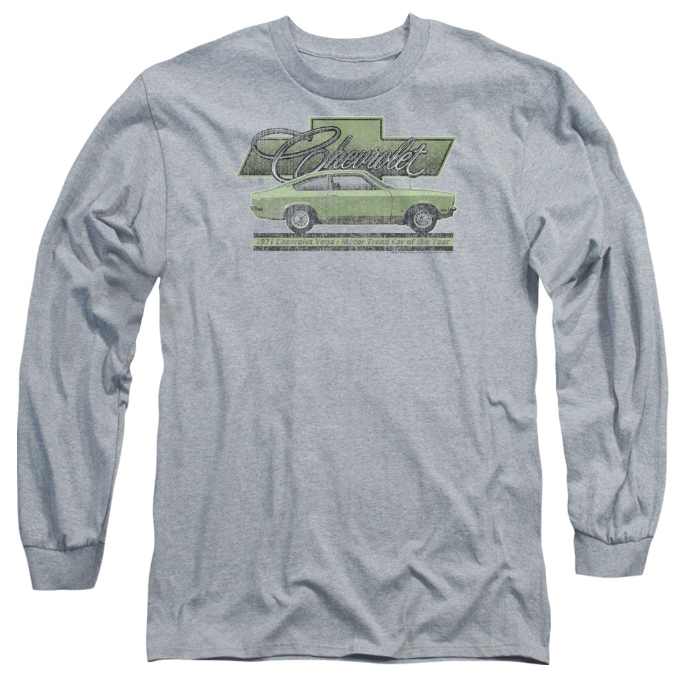Chevrolet Vega Car Of The Year 71 Mens Long Sleeve Shirt Athletic Heather Officially Licensed Officially Licensed