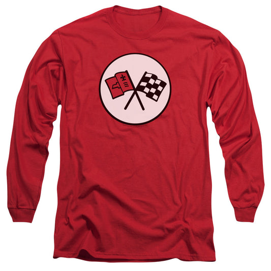 Chevrolet 2Nd Gen Vette Logo Mens Long Sleeve Shirt Red Officially Licensed Officially Licensed