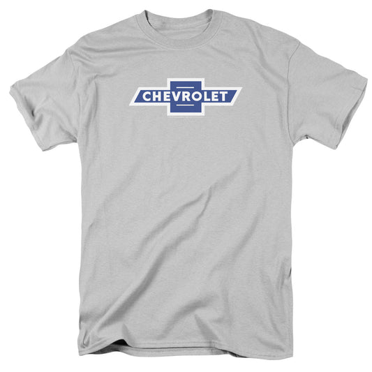 Chevrolet Vintage White Border Bowtie Mens T Shirt Silver Officially Licensed