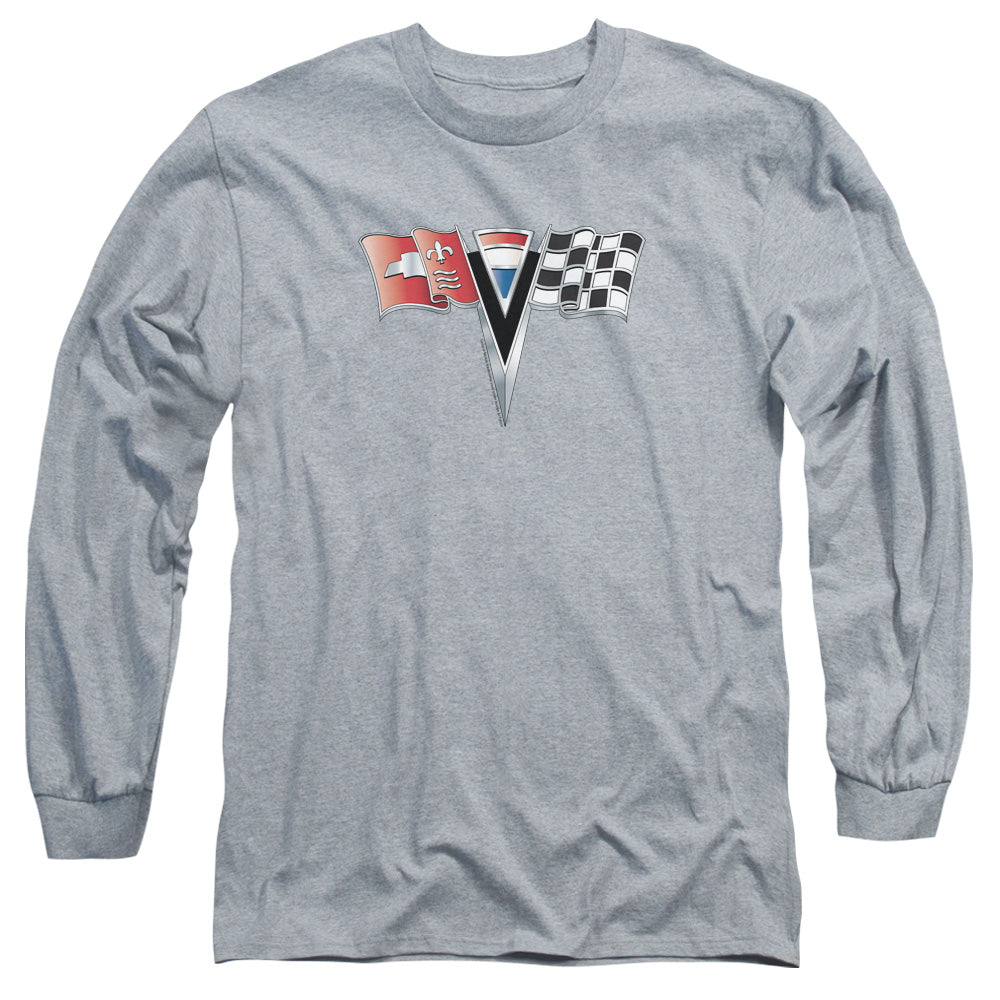 Chevrolet 2Nd Gen Vette Nose Emblem Mens Long Sleeve Shirt Athletic Heather Officially Licensed Officially Licensed