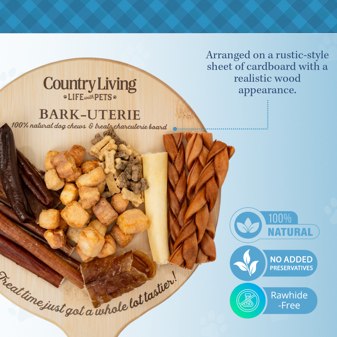 Country Living Bark-Uterie Board – Charcuterie-Inspired Natural Dog Treats Variety | Single-Ingredient, High-Protein, Grain-Free | All Breeds & Sizes