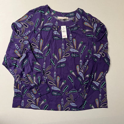 LOFT Paisley Button Raglan Blouse