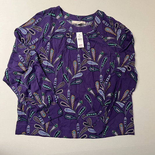 LOFT Paisley Button Raglan Blouse