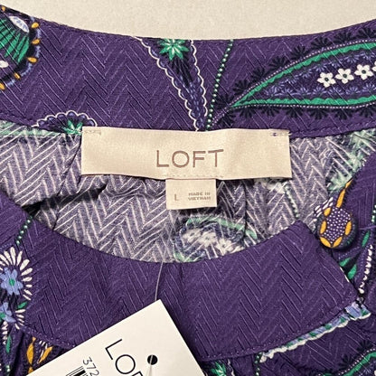 LOFT Paisley Button Raglan Blouse