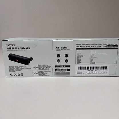 DOSS E-Go II Waterproof Portable Bluetooth Speaker, Black