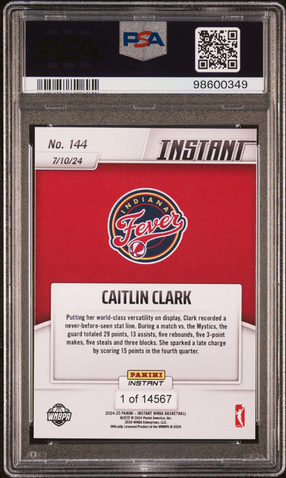 Graded 2024 Panini Instant WNBA Caitlin Clark #144 Rookie RC Basketball Card PSA 10 Gem Mint