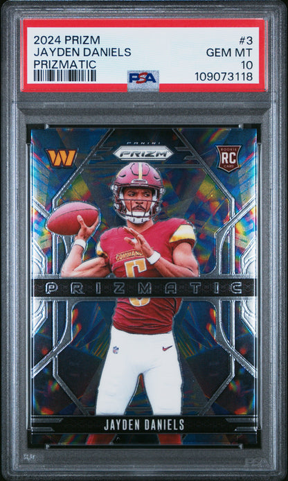 Graded 2024 Panini Prizm Jayden Daniels #3 Prizmatic Rookie RC Football Card PSA 10 Gem Mint