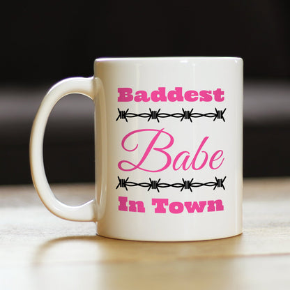 Baddest Babe Coffee Mug Gifts for Women with Attitude White Ceramic Coffee Cup