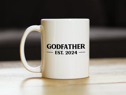 Godfather Est 2024 - New Godfather Coffee Mug Proposal Gift for First Time Godparents - Bold